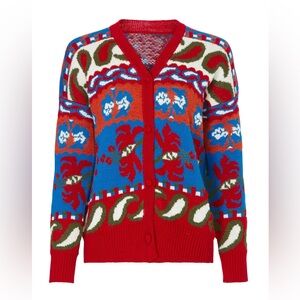 Carolina K red blue paisley print Sabina cardigan